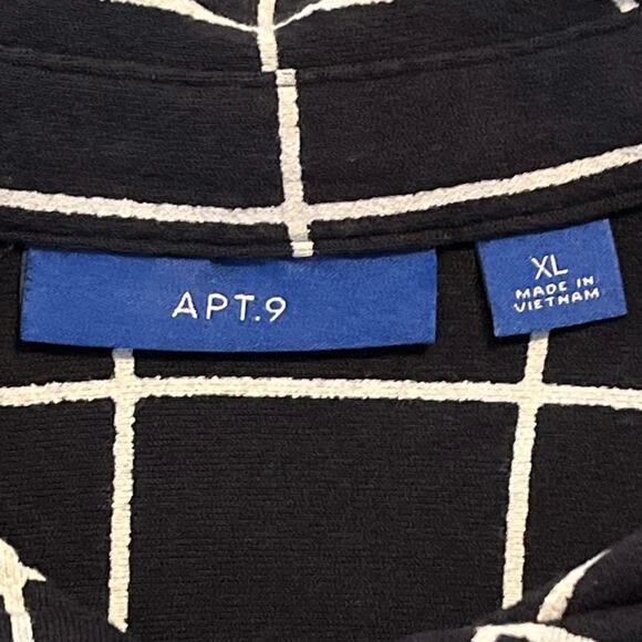 Black White Checked Tunic Top Womens Size XL Button Down Stretch Work Travel - Picture 12 of 15